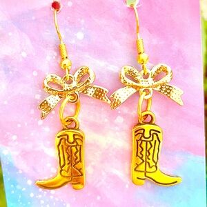 Gold Cowboy Boot Earrings